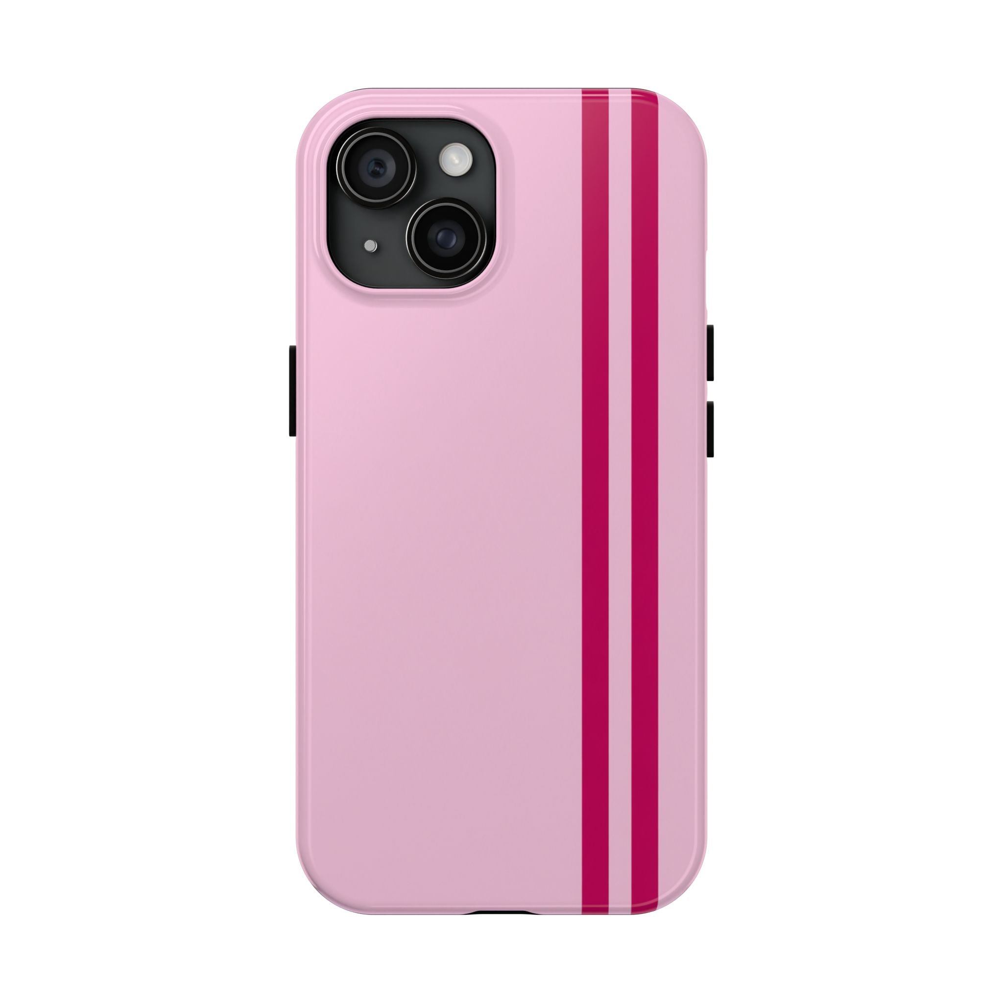 Pink Racing Stripe Tough Phone Case — Slim Protective iPhone Cover