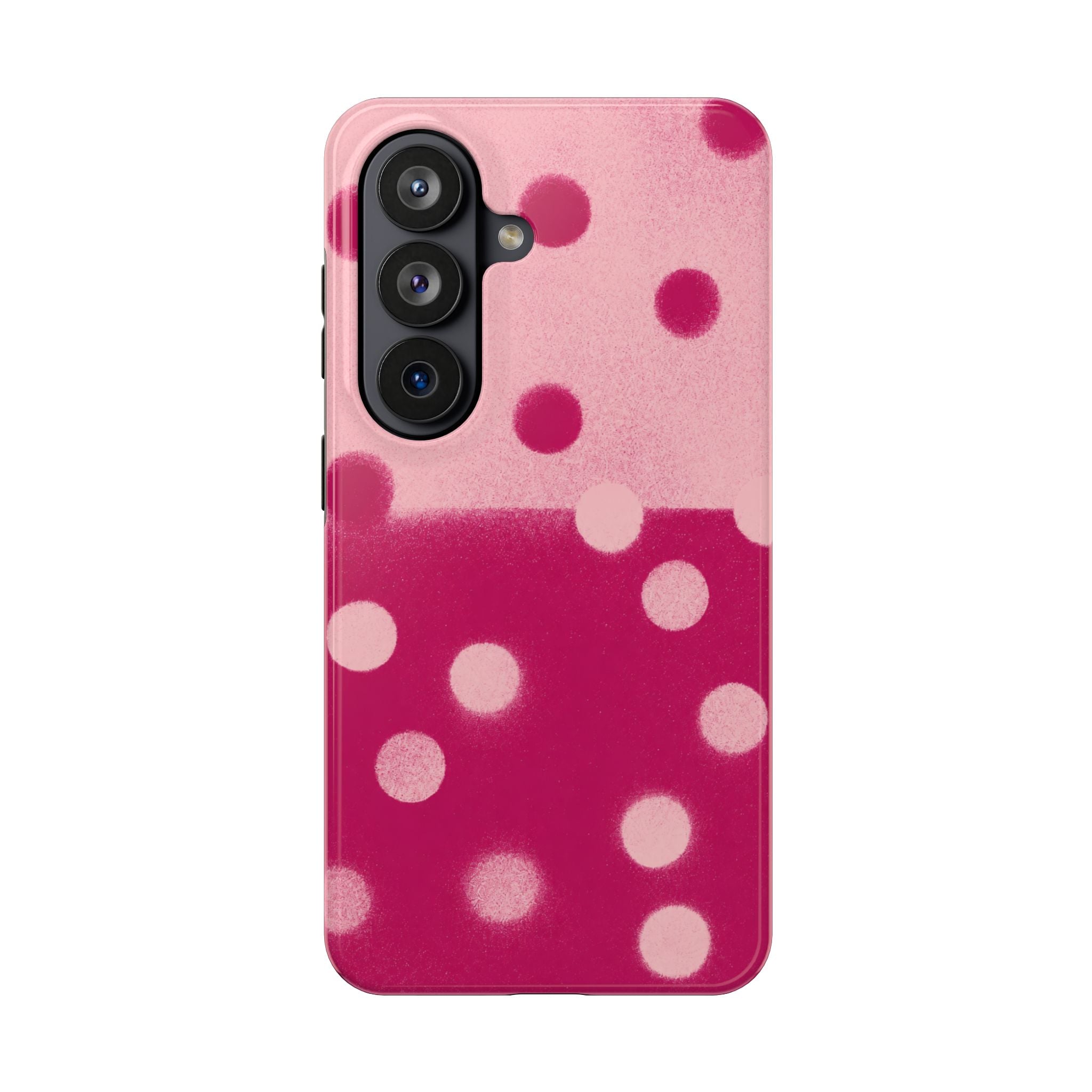 Pink Polka Dot Tough Phone Case — Retro Bubble Dot Protective Phone Cover