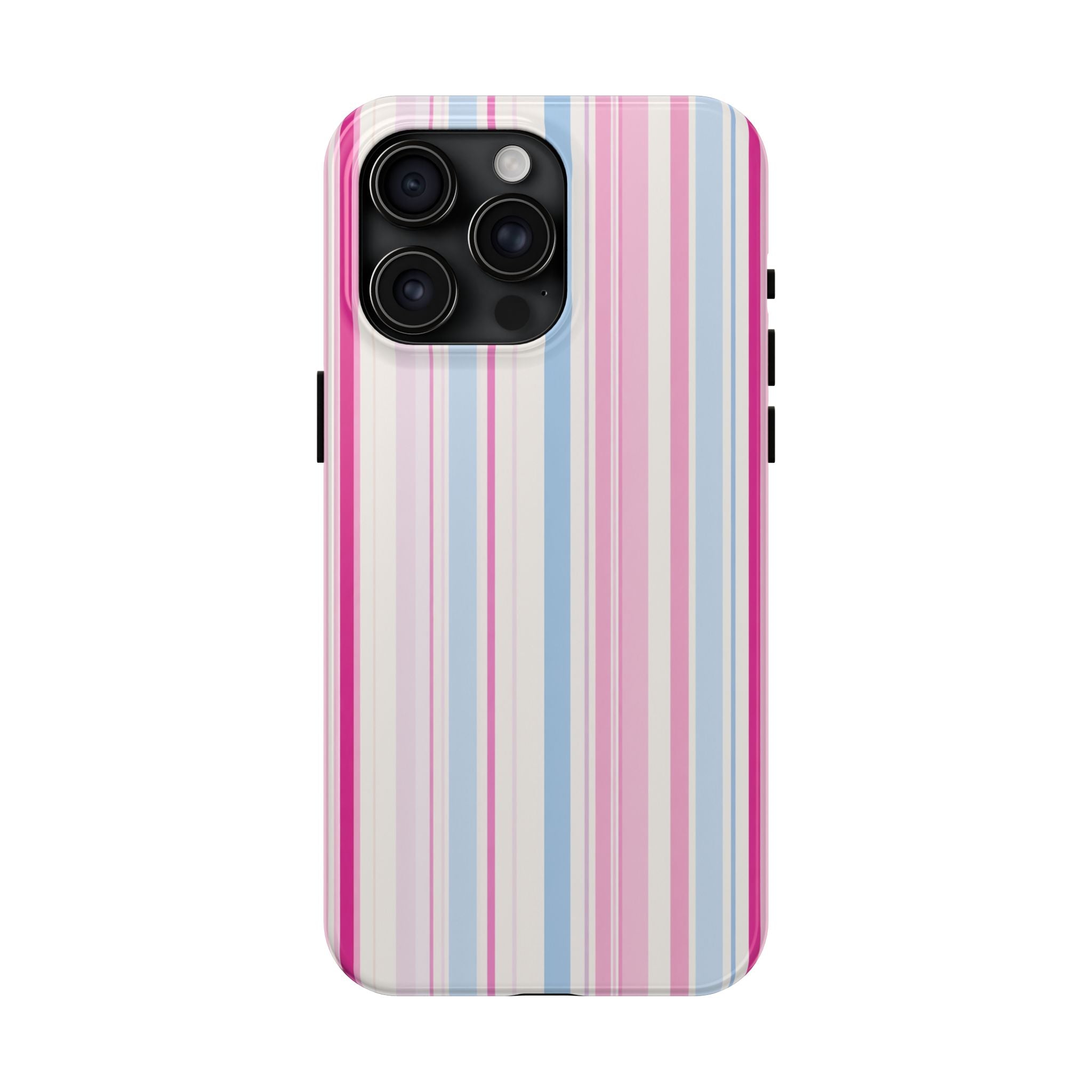 Pastel Striped Tough Phone Case — Pink & Blue Vertical Stripe Protective Cover