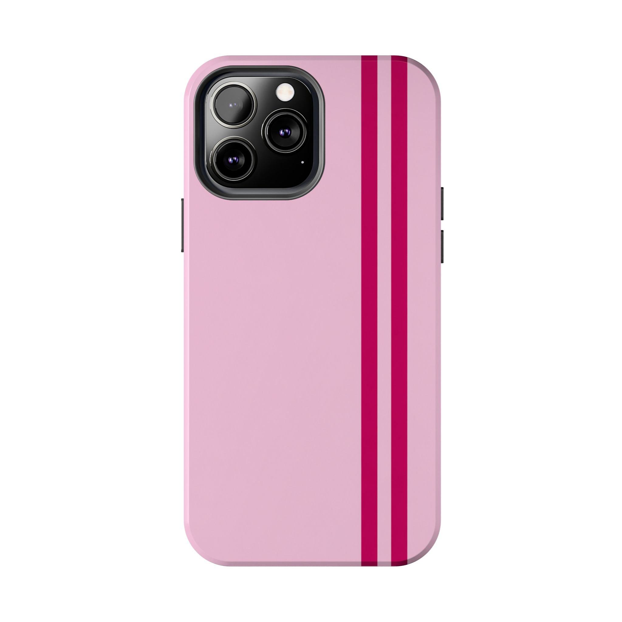 Pink Racing Stripe Tough Phone Case — Slim Protective iPhone Cover