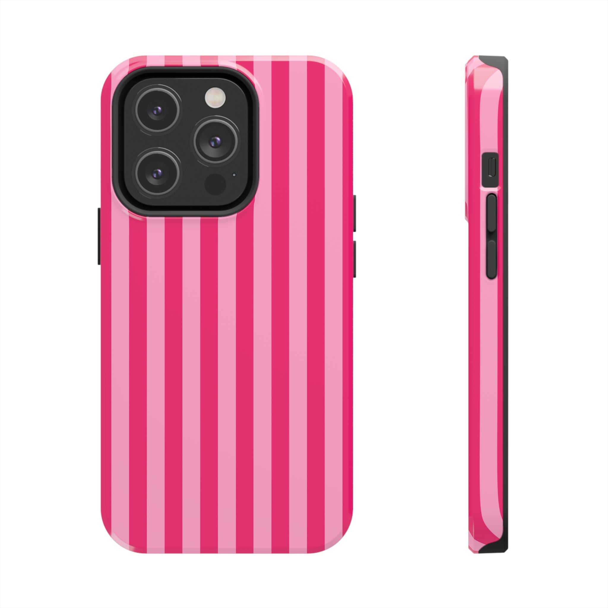 Pink Stripe Tough Phone Case — Durable Protective iPhone Cover
