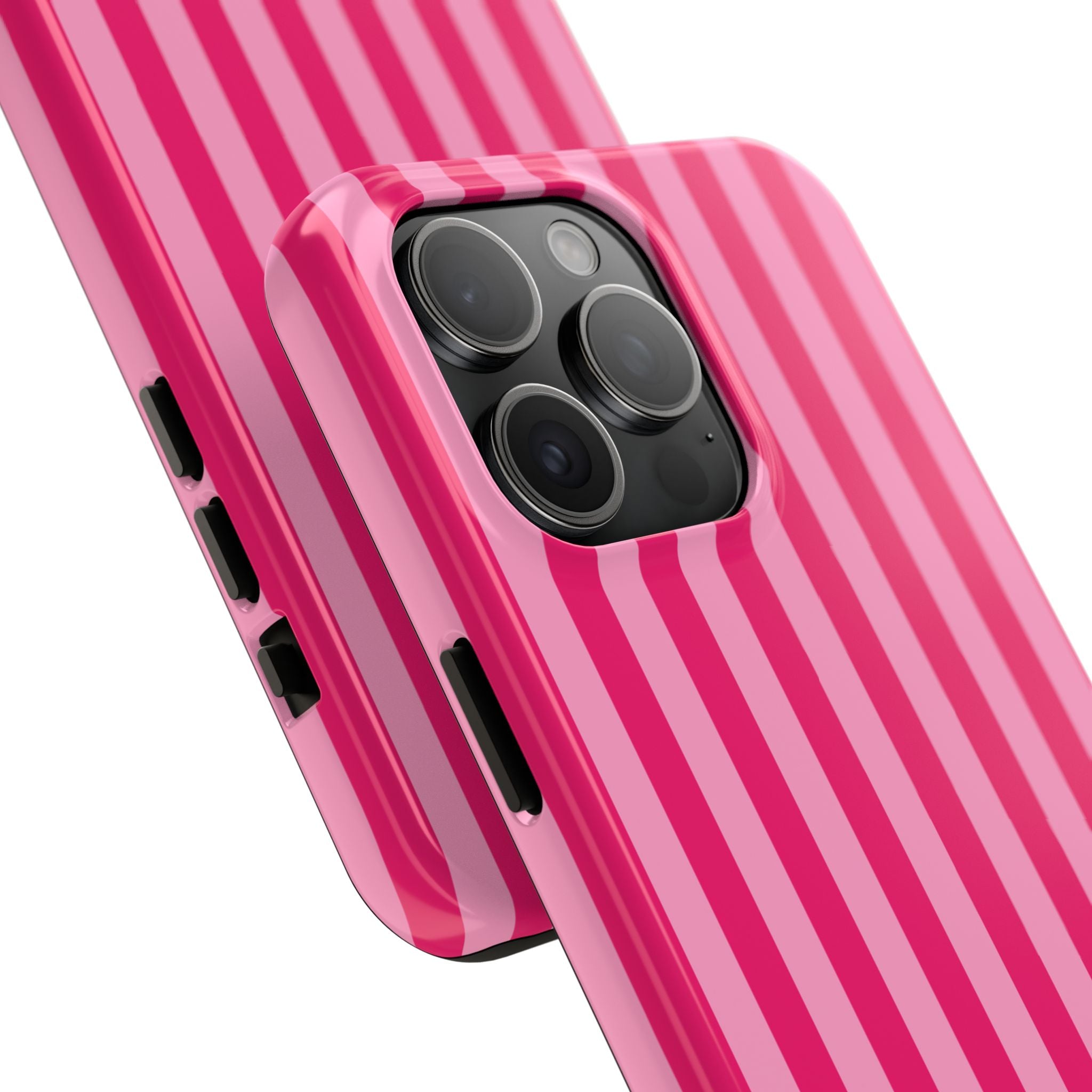 Pink Stripe Tough Phone Case — Durable Protective iPhone Cover