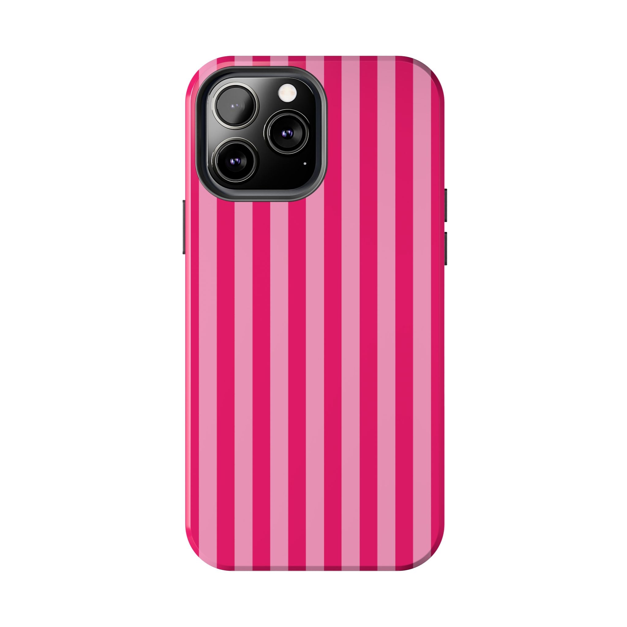 Pink Stripe Tough Phone Case — Durable Protective iPhone Cover