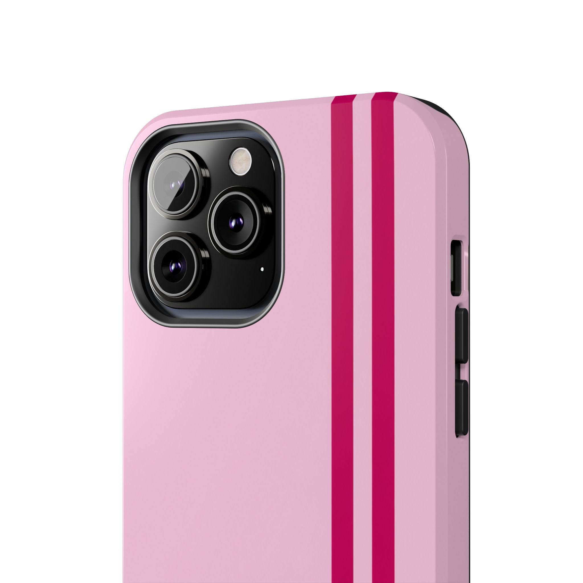 Pink Racing Stripe Tough Phone Case — Slim Protective iPhone Cover
