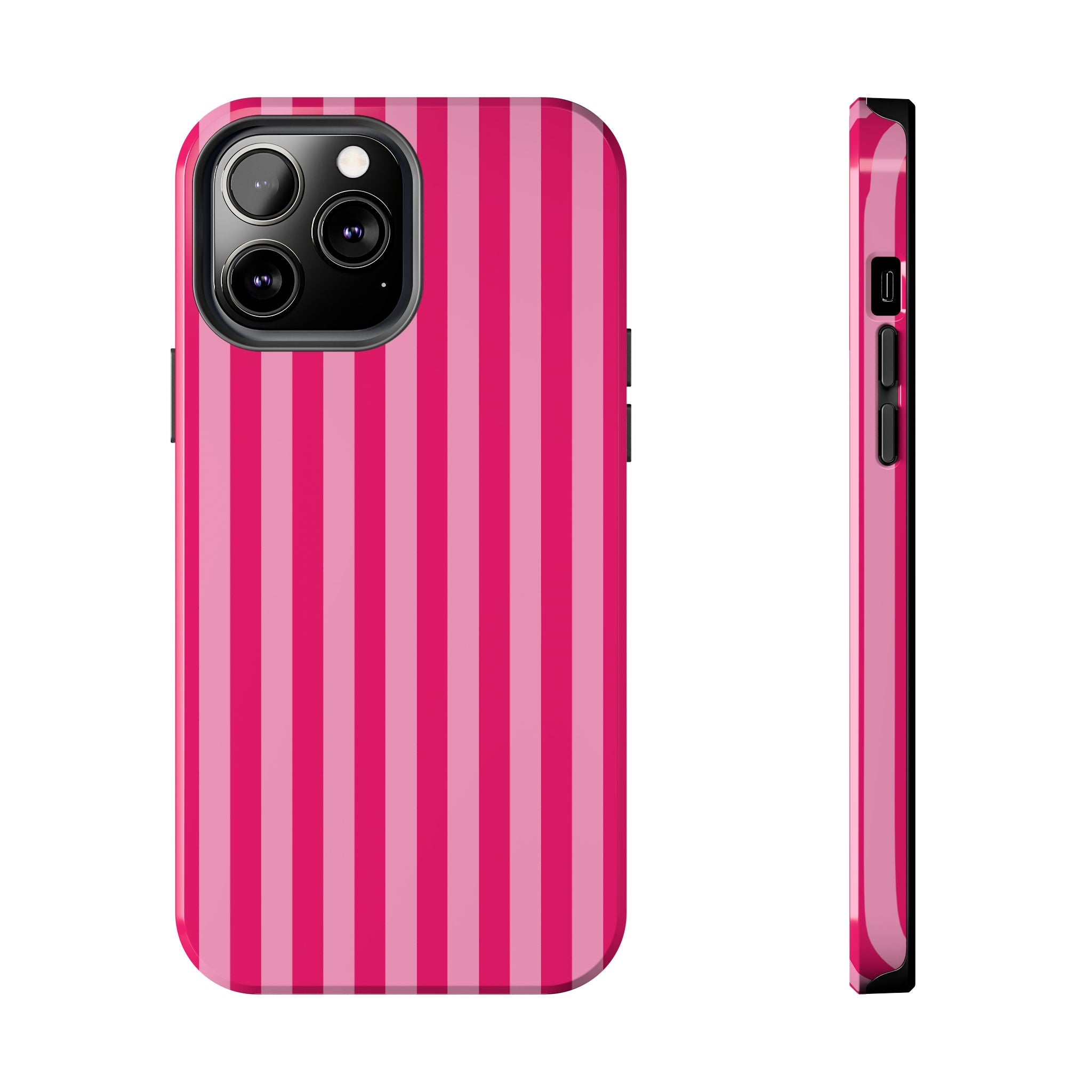 Pink Stripe Tough Phone Case — Durable Protective iPhone Cover
