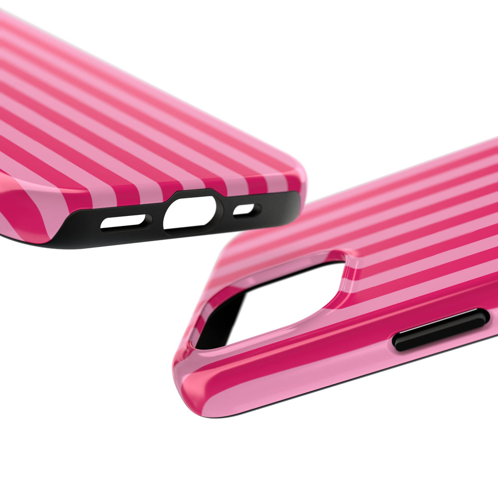 Pink Stripe Tough Phone Case — Durable Protective iPhone Cover
