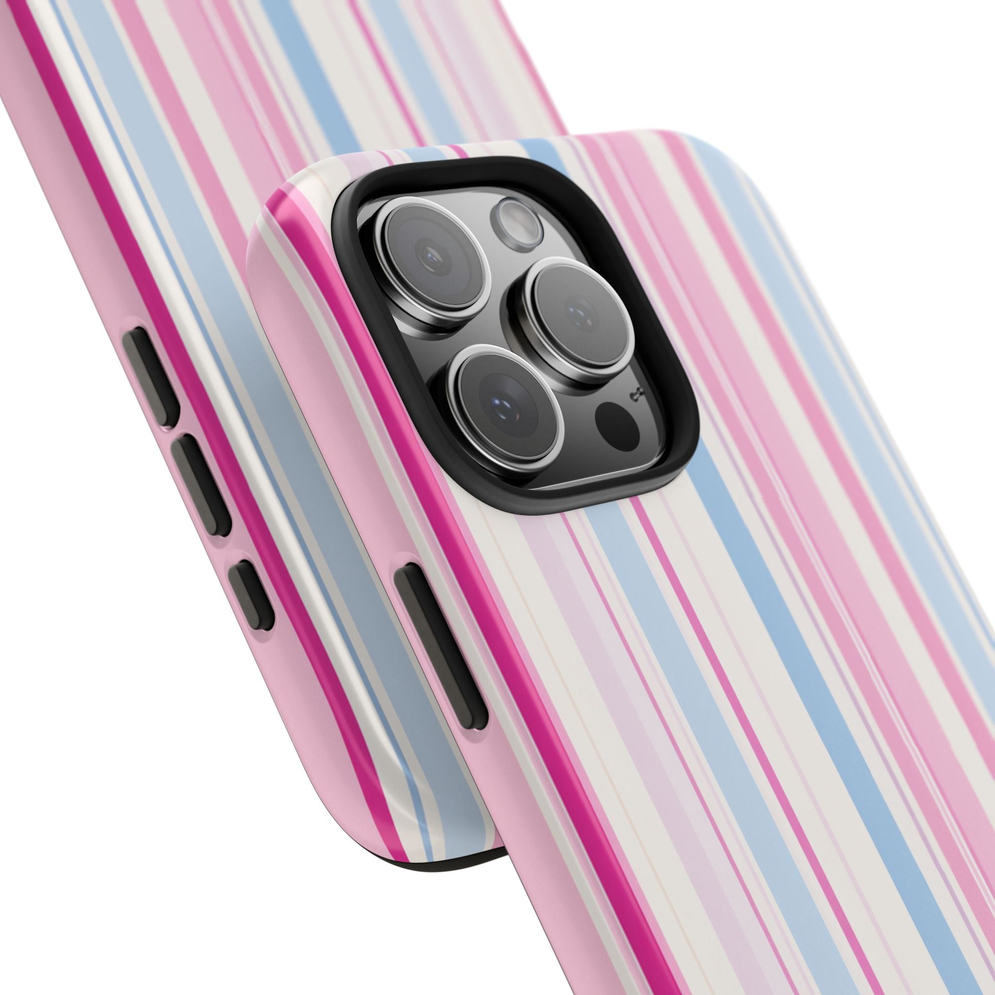 Pastel Striped Tough Phone Case — Pink & Blue Vertical Stripe Protective Cover