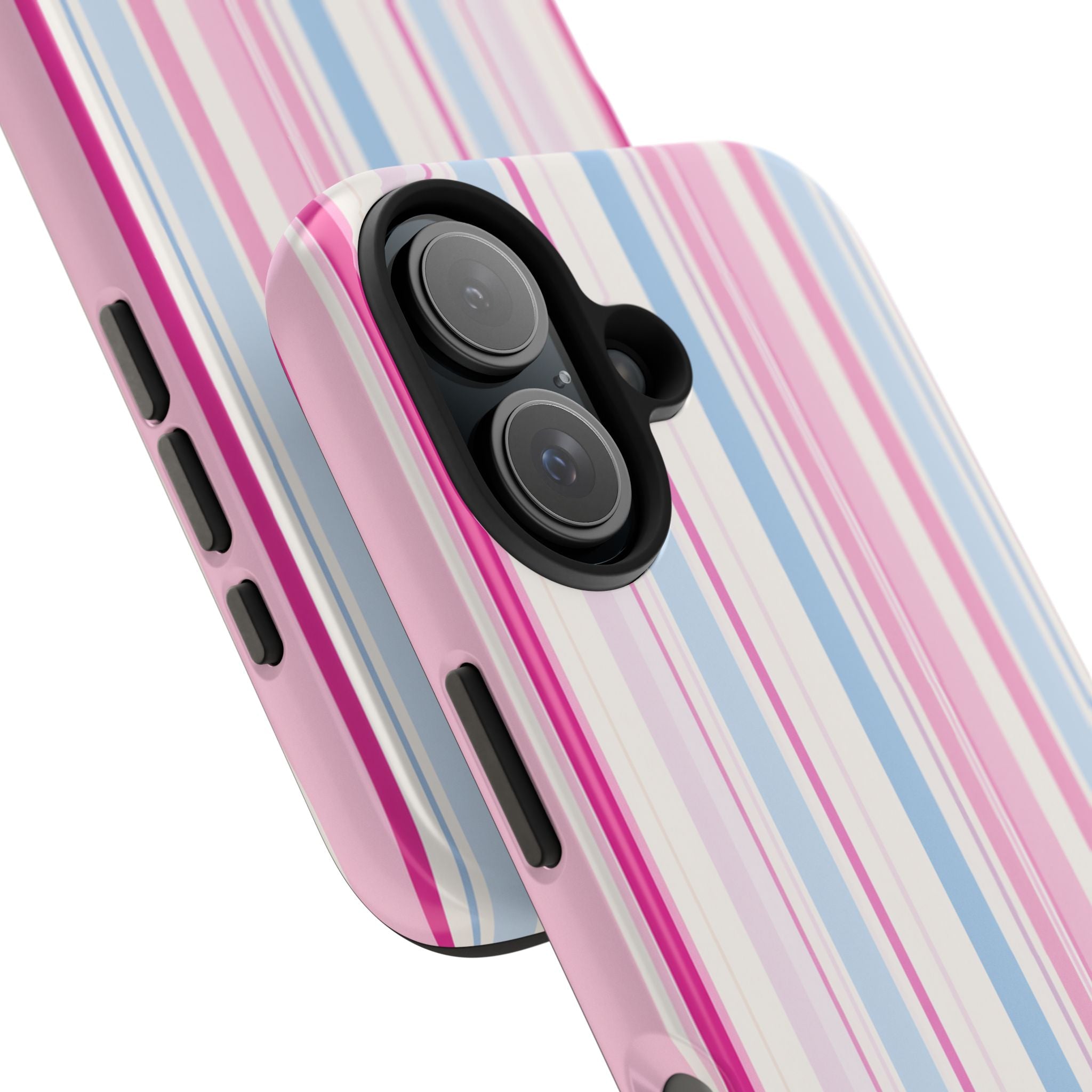 Pastel Striped Tough Phone Case — Pink & Blue Vertical Stripe Protective Cover