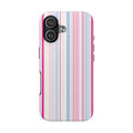 Pastel Striped Tough Phone Case — Pink & Blue Vertical Stripe Protective Cover
