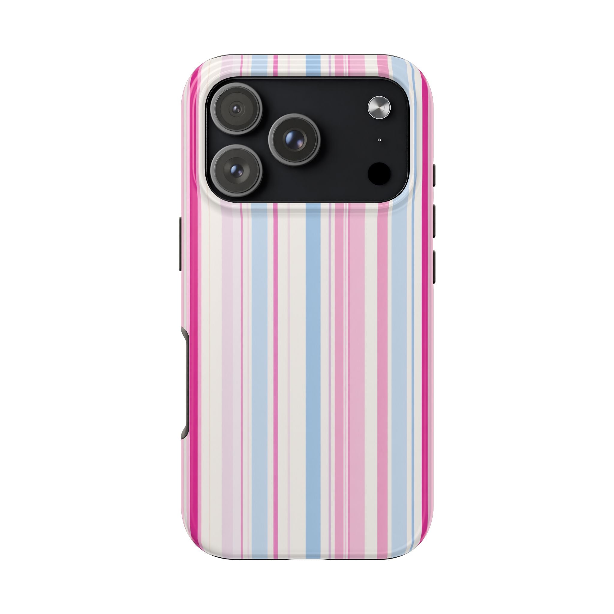 Pastel Striped Tough Phone Case — Pink & Blue Vertical Stripe Protective Cover