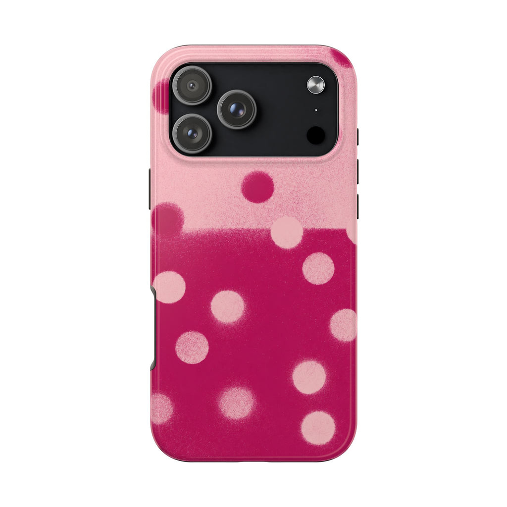 Pink Polka Dot Tough Phone Case — Retro Bubble Dot Protective Phone Cover