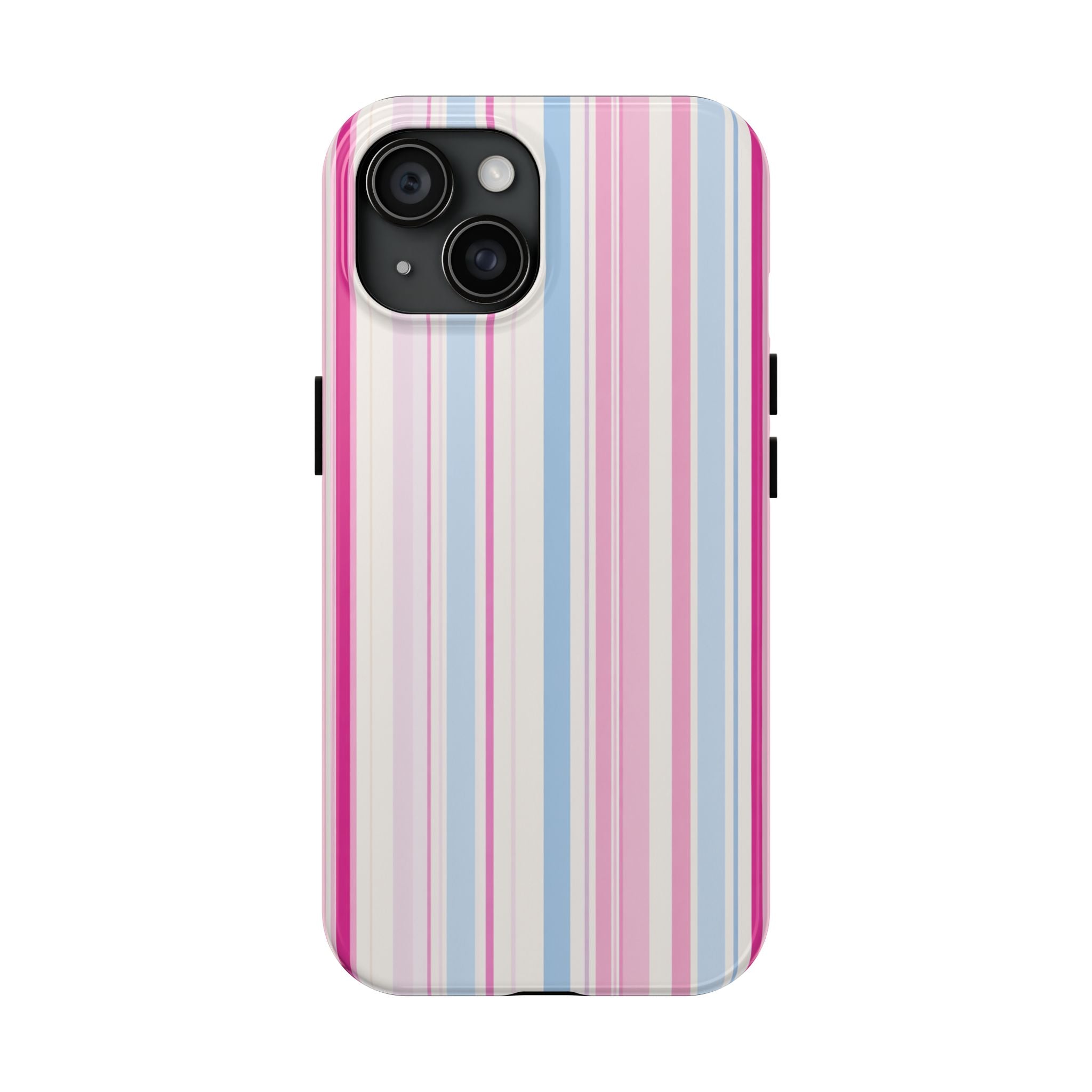 Pastel Striped Tough Phone Case — Pink & Blue Vertical Stripe Protective Cover