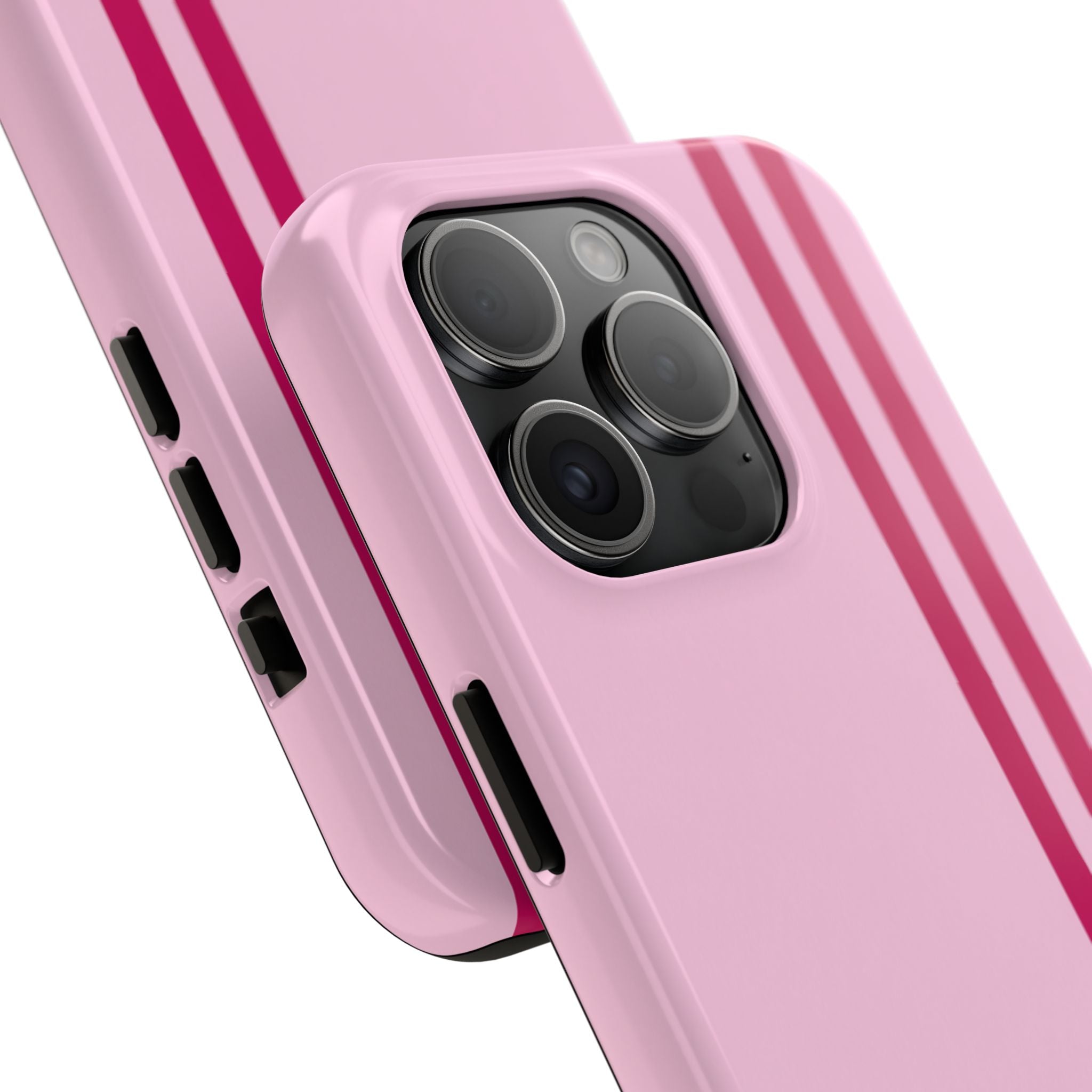Pink Racing Stripe Tough Phone Case — Slim Protective iPhone Cover