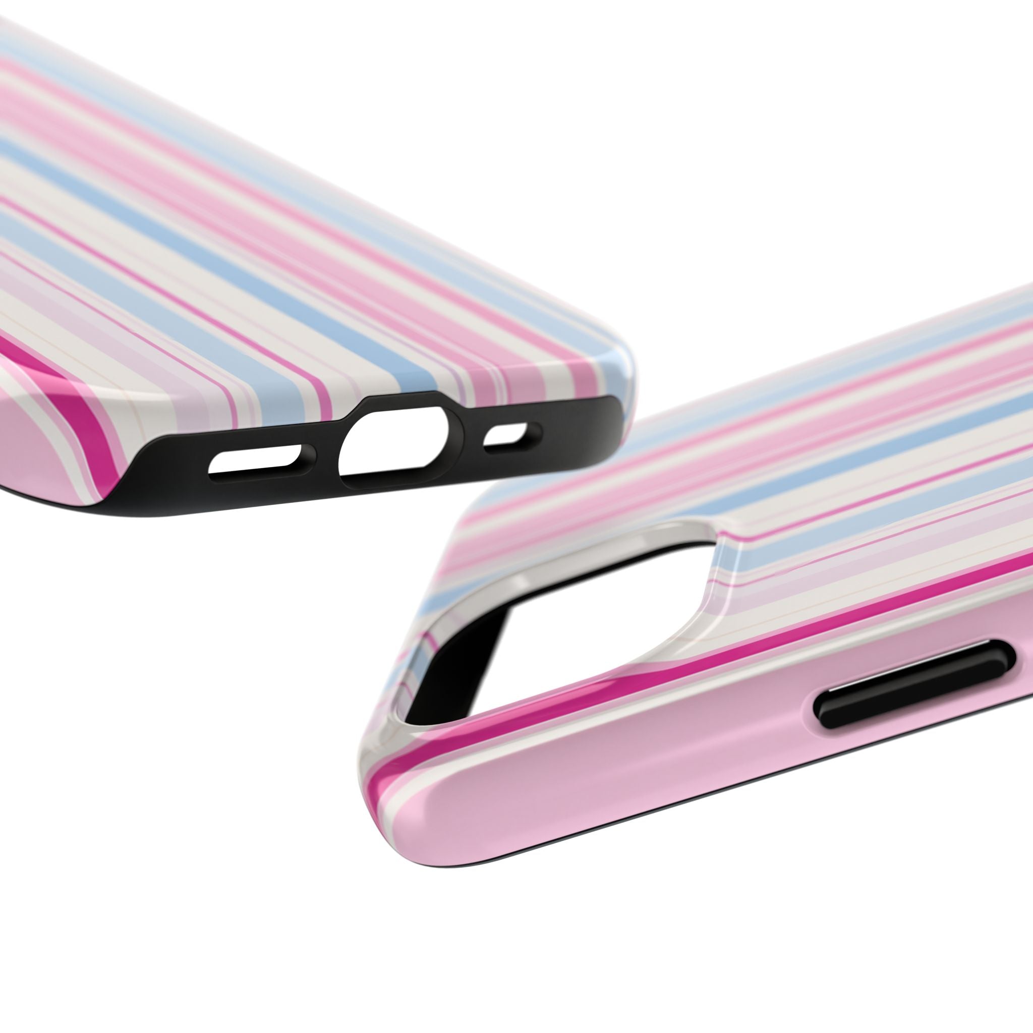 Pastel Striped Tough Phone Case — Pink & Blue Vertical Stripe Protective Cover