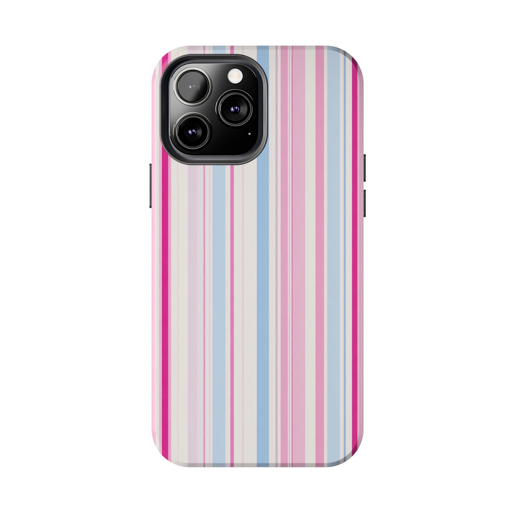 Pastel Striped Tough Phone Case — Pink & Blue Vertical Stripe Protective Cover