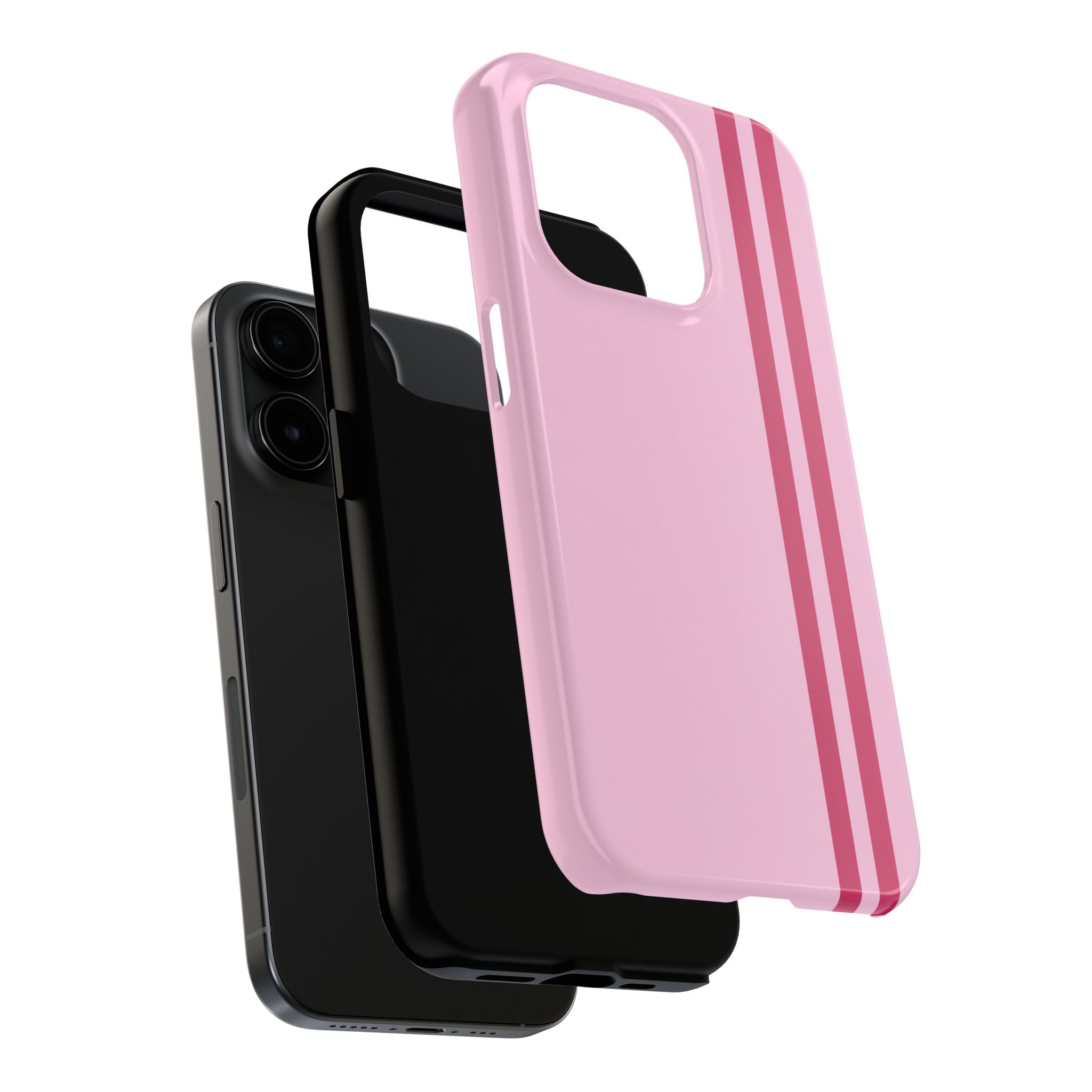 Pink Racing Stripe Tough Phone Case — Slim Protective iPhone Cover