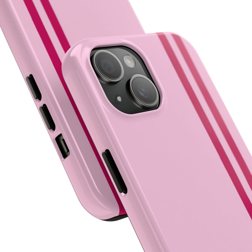 Pink Racing Stripe Tough Phone Case — Slim Protective iPhone Cover