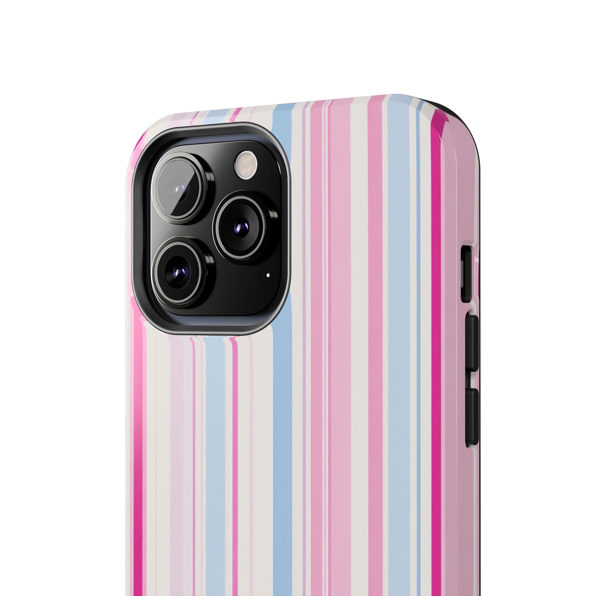 Pastel Striped Tough Phone Case — Pink & Blue Vertical Stripe Protective Cover