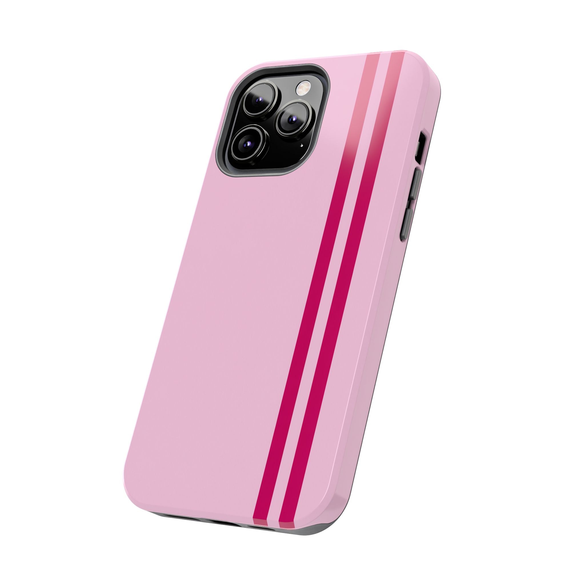 Pink Racing Stripe Tough Phone Case — Slim Protective iPhone Cover