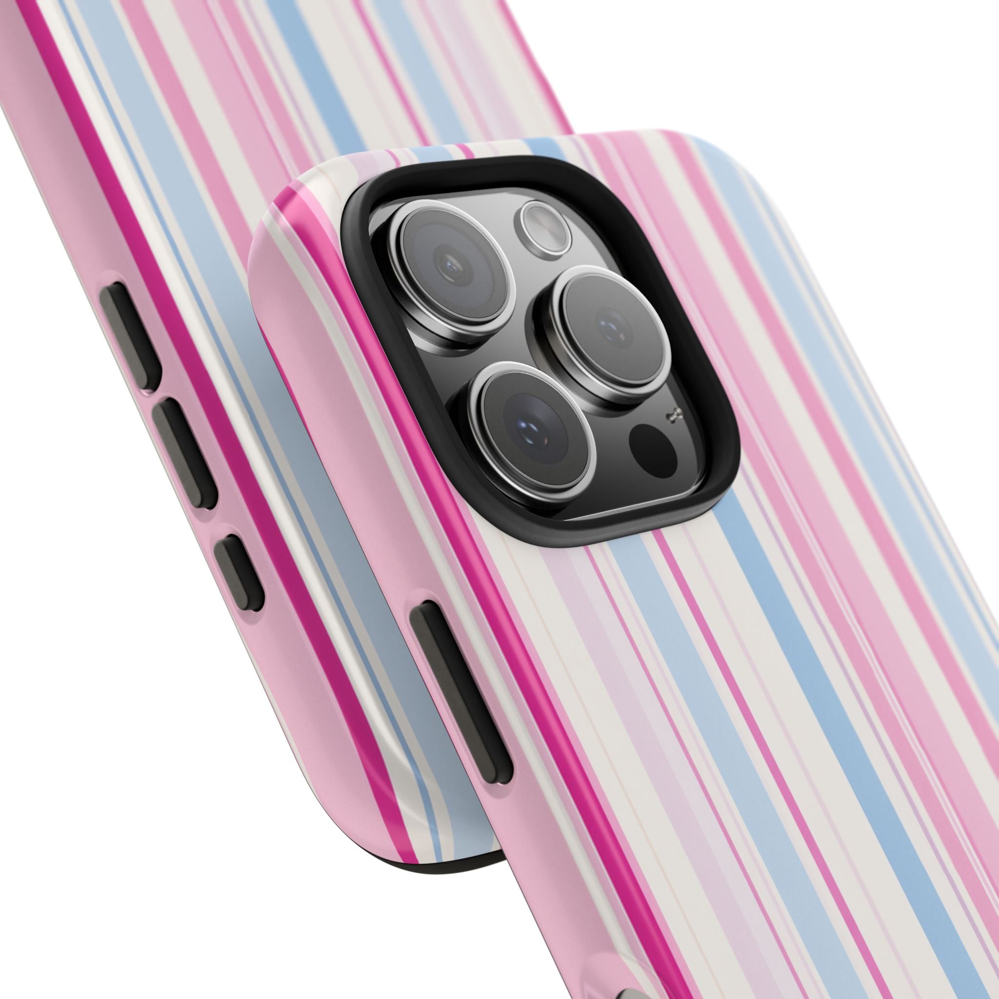 Pastel Striped Tough Phone Case — Pink & Blue Vertical Stripe Protective Cover