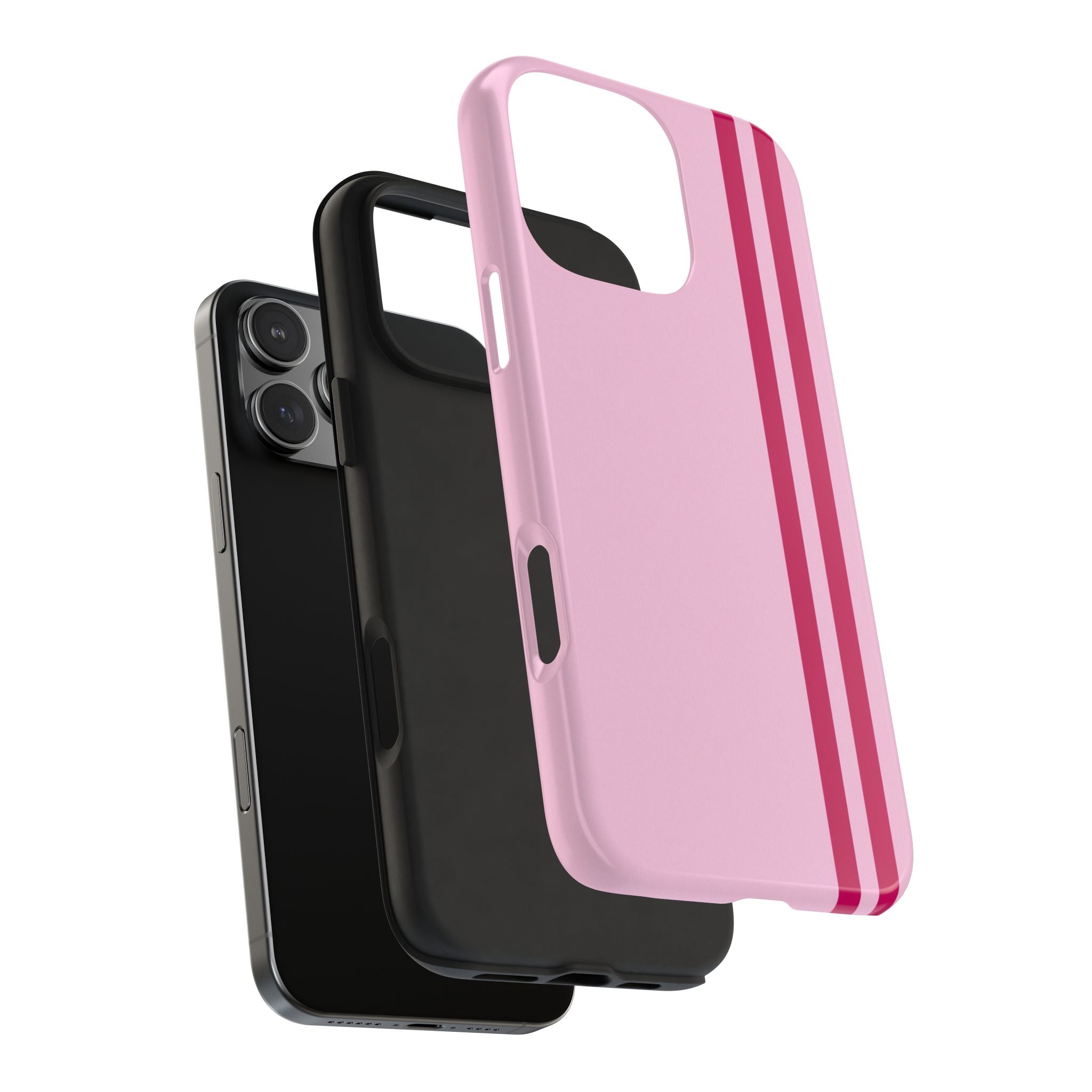 Pink Racing Stripe Tough Phone Case — Slim Protective iPhone Cover