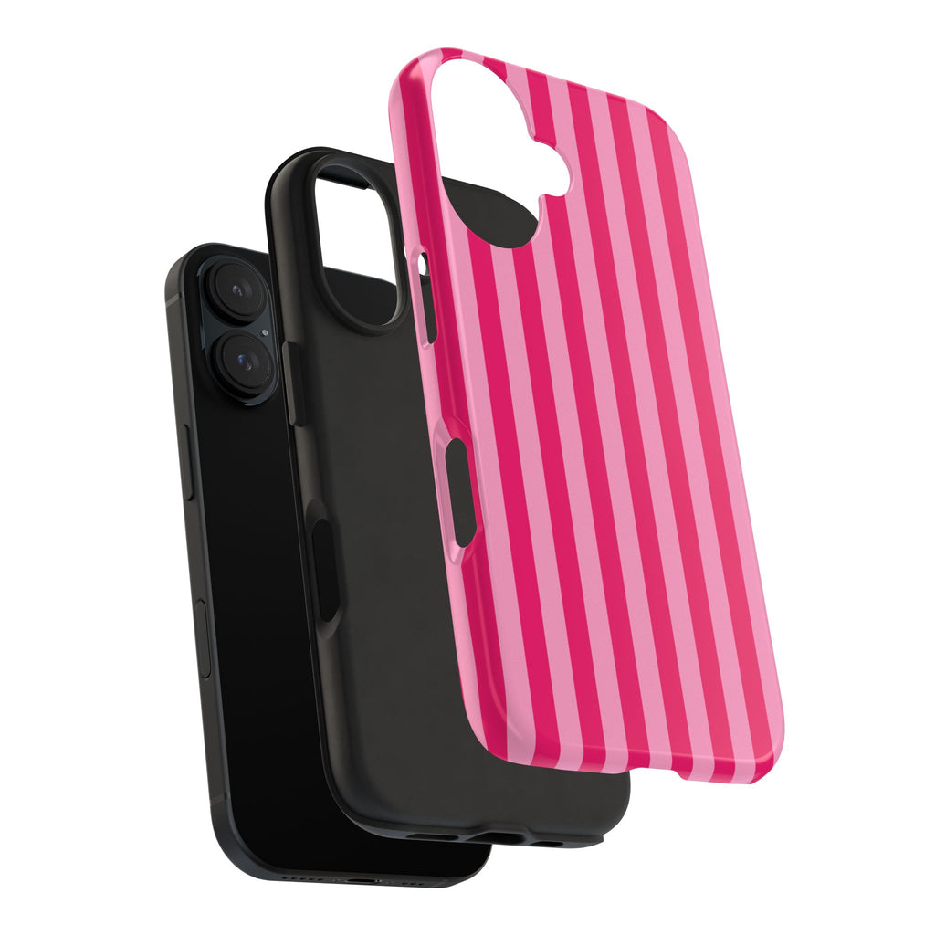 Pink Stripe Tough Phone Case — Durable Protective iPhone Cover