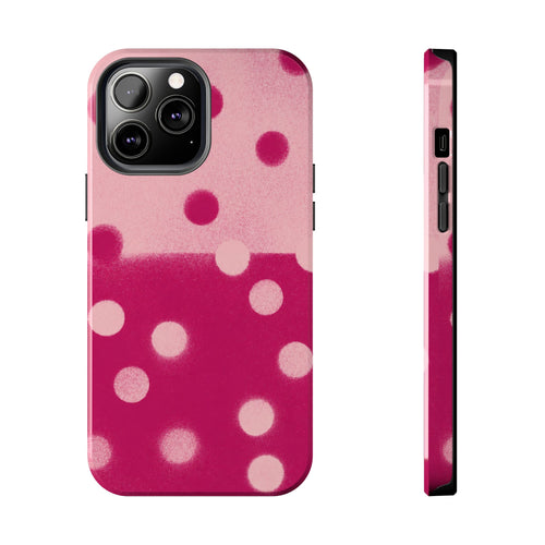Pink Polka Dot Tough Phone Case — Retro Bubble Dot Protective Phone Cover