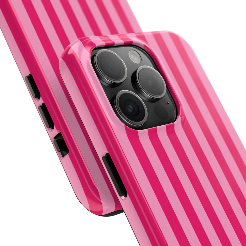 Pink Stripe Tough Phone Case — Durable Protective iPhone Cover