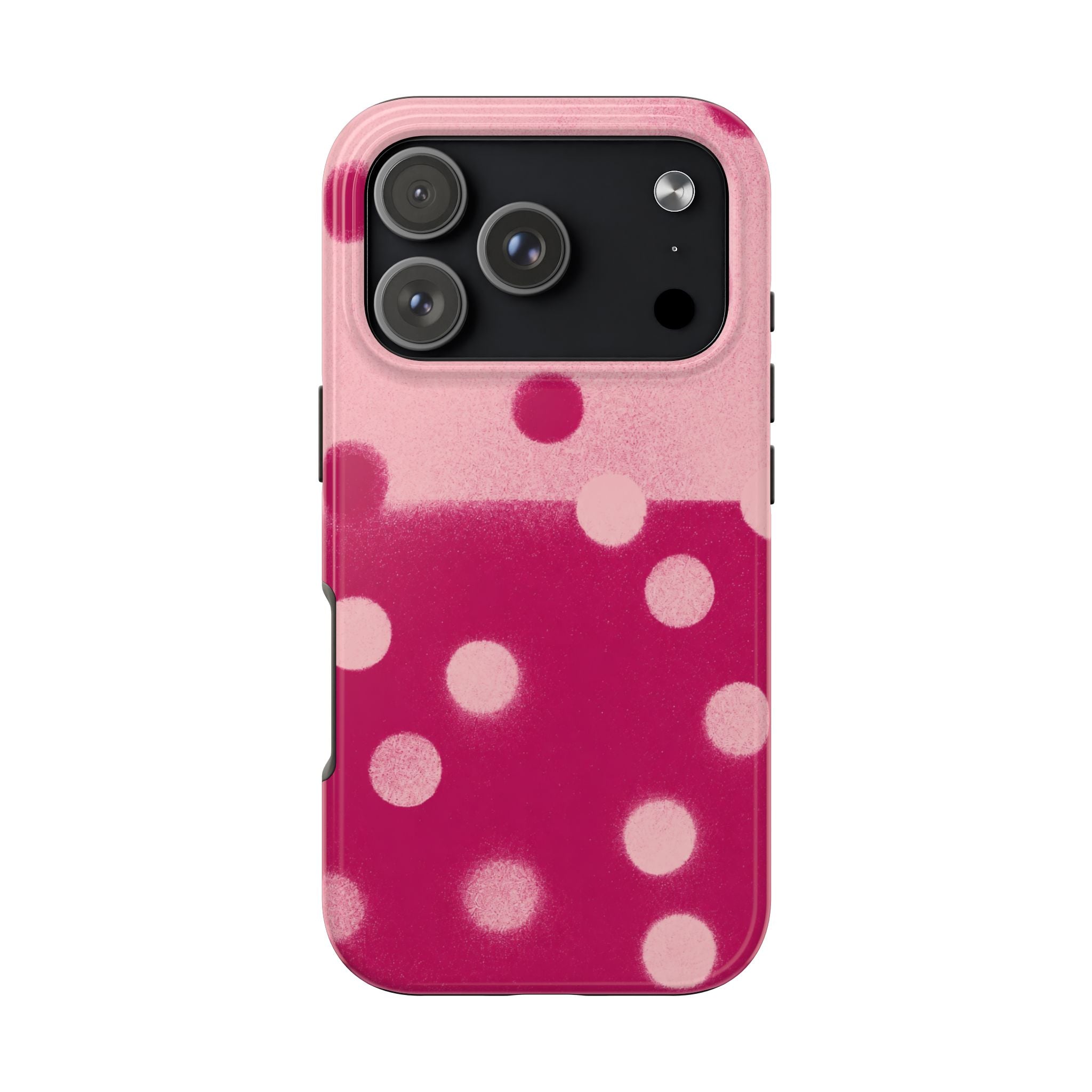 Pink Polka Dot Tough Phone Case — Retro Bubble Dot Protective Phone Cover