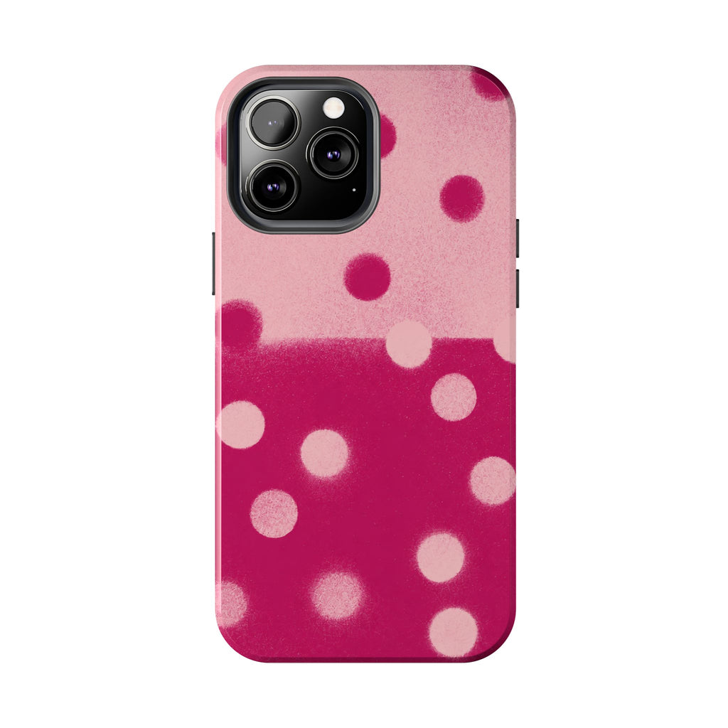 Pink Polka Dot Tough Phone Case — Retro Bubble Dot Protective Phone Cover