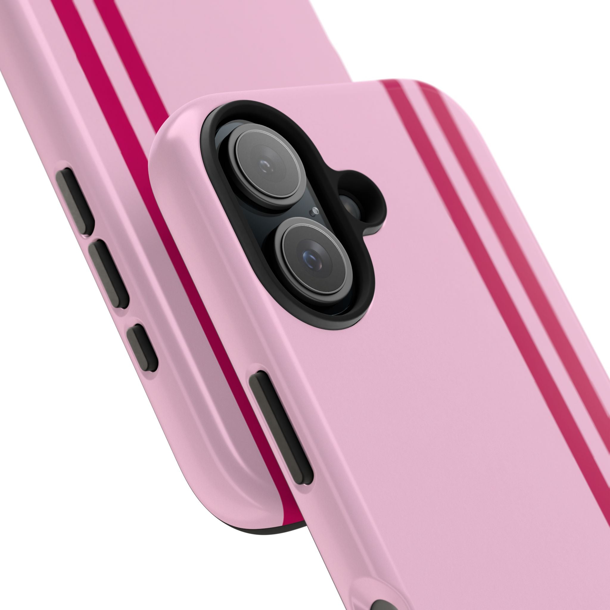 Pink Racing Stripe Tough Phone Case — Slim Protective iPhone Cover