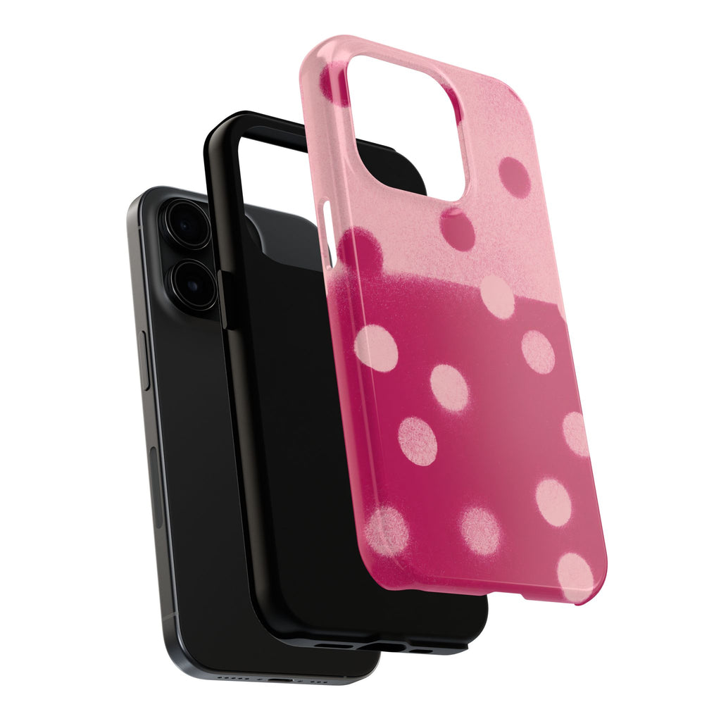 Pink Polka Dot Tough Phone Case — Retro Bubble Dot Protective Phone Cover