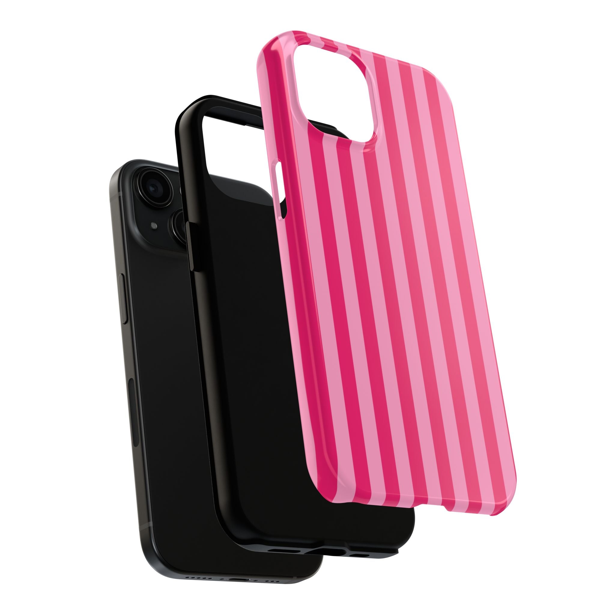 Pink Stripe Tough Phone Case — Durable Protective iPhone Cover
