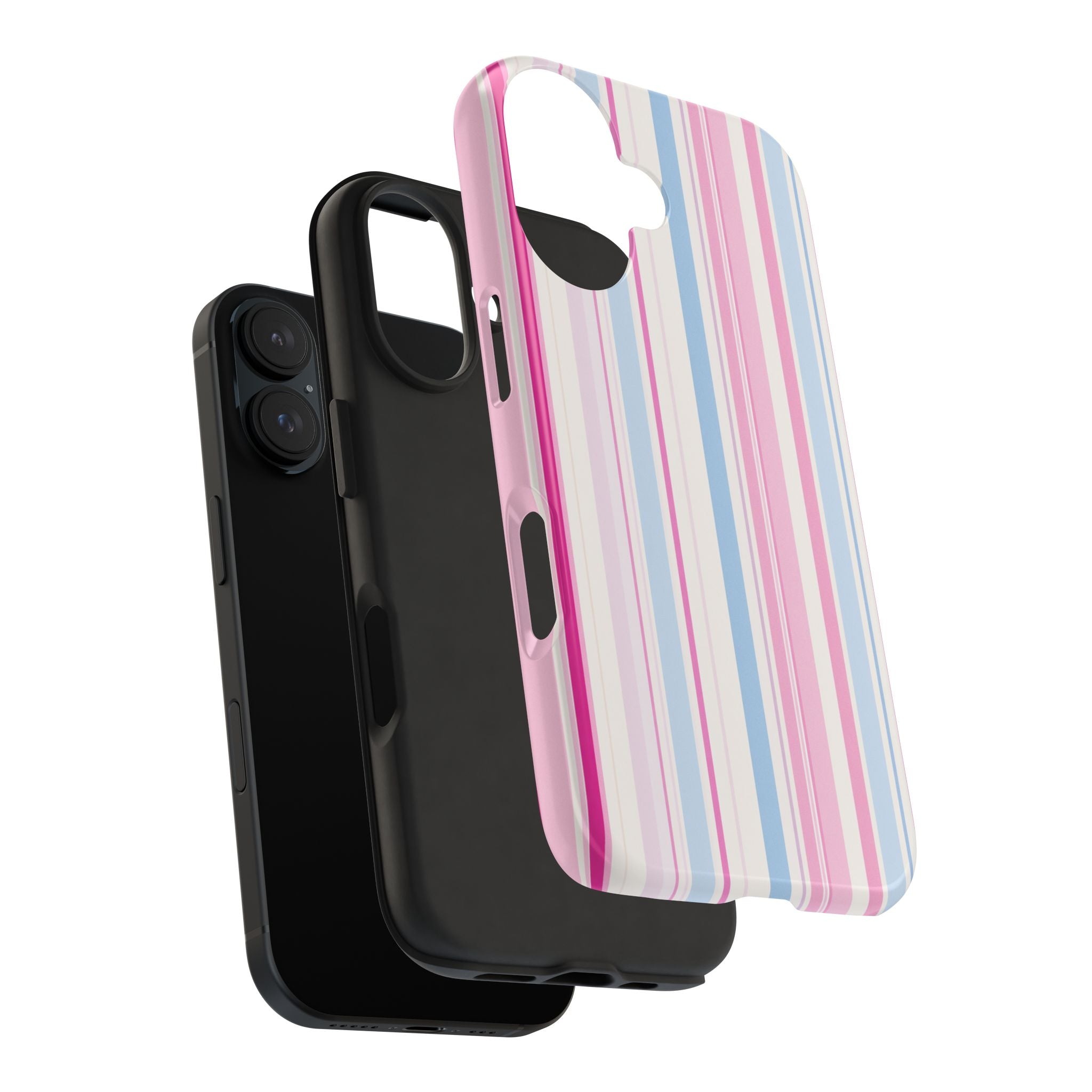 Pastel Striped Tough Phone Case — Pink & Blue Vertical Stripe Protective Cover