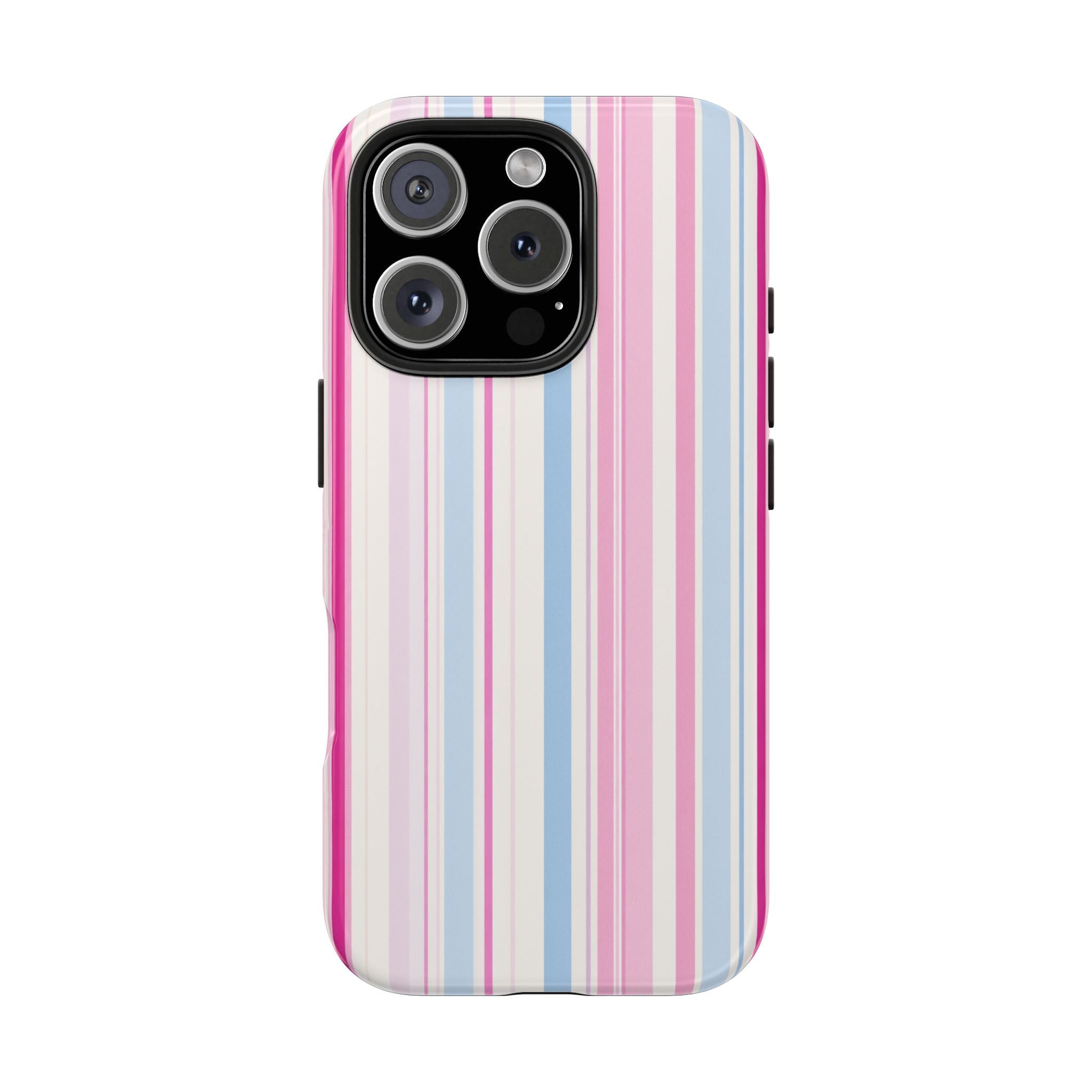 Pastel Striped Tough Phone Case — Pink & Blue Vertical Stripe Protective Cover