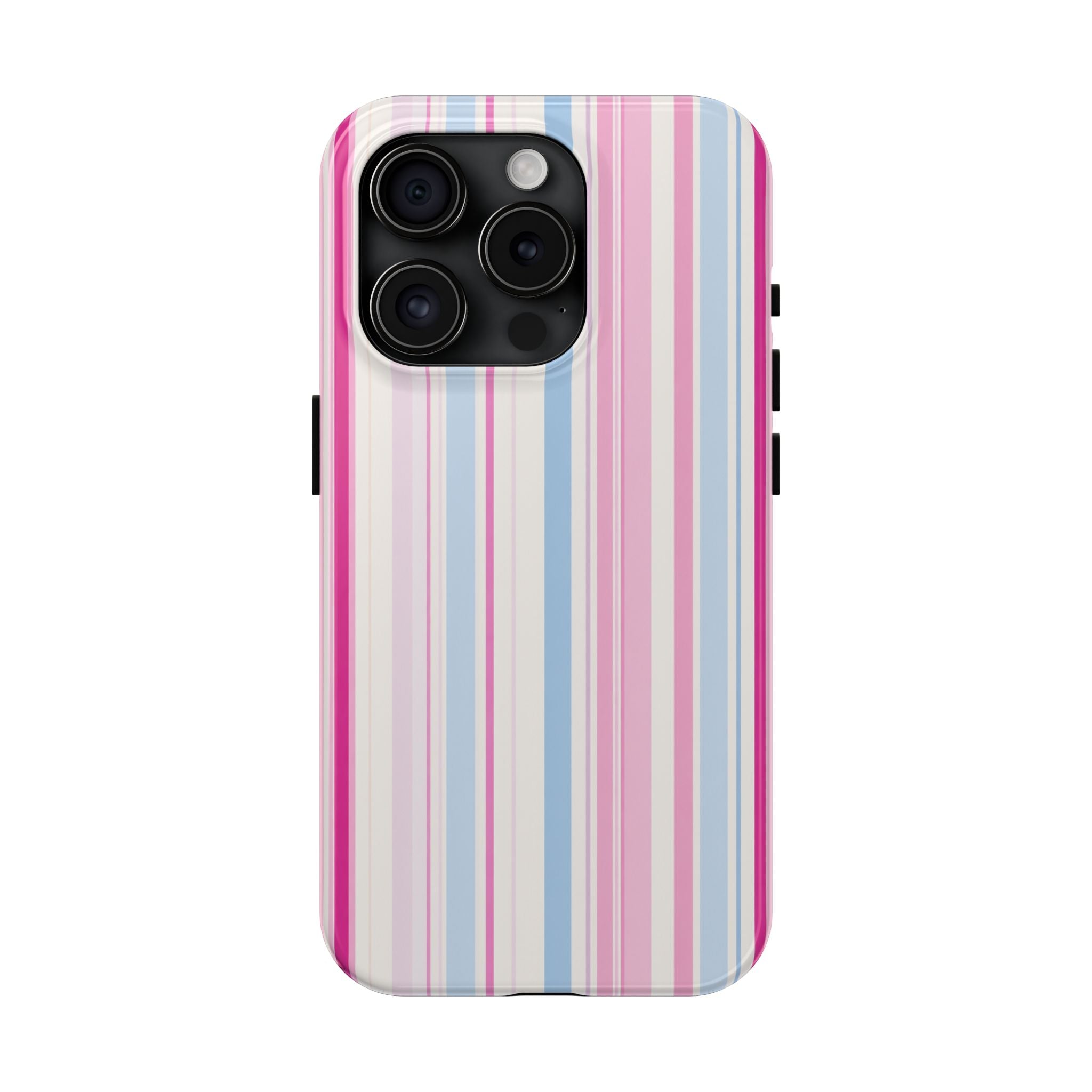 Pastel Striped Tough Phone Case — Pink & Blue Vertical Stripe Protective Cover
