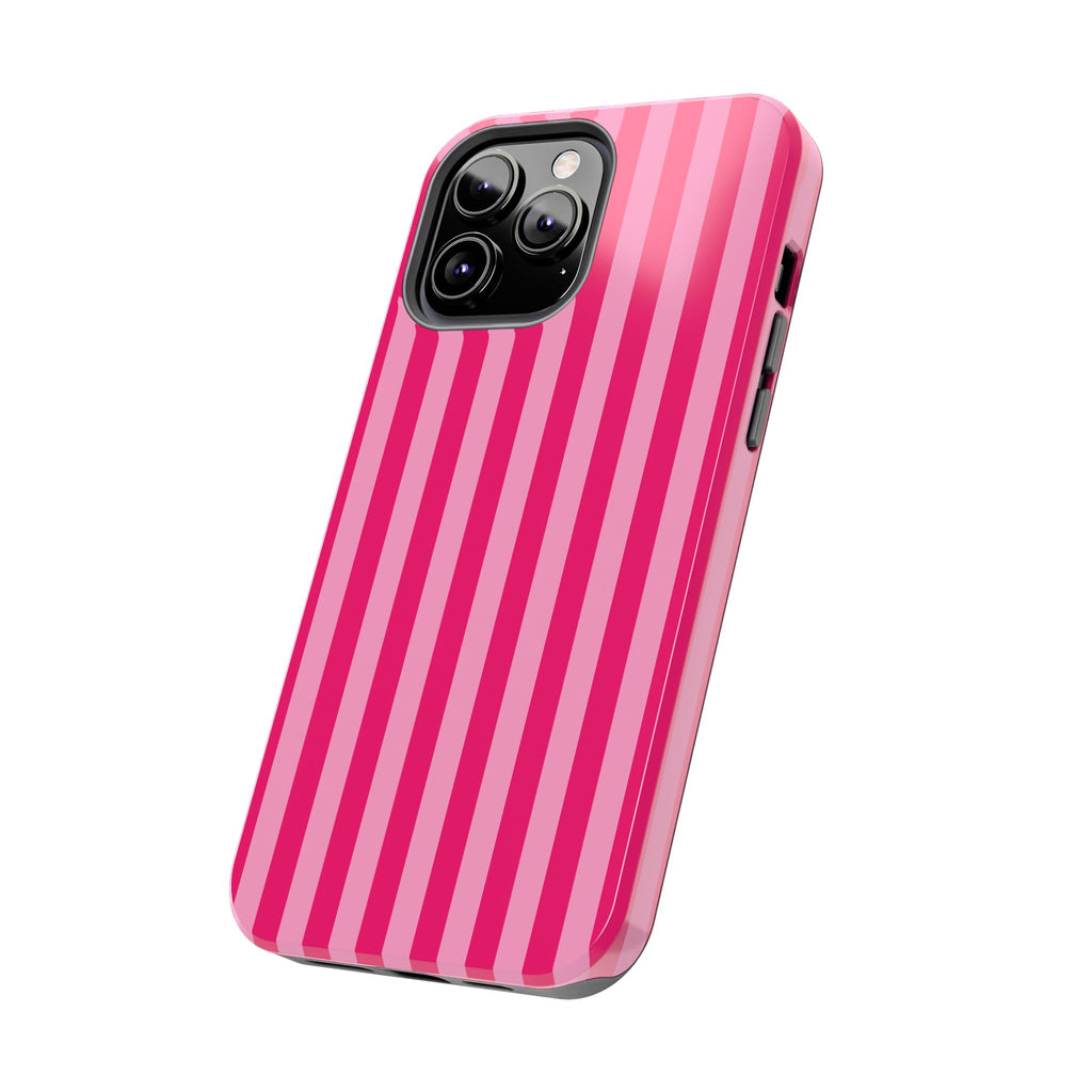 Pink Stripe Tough Phone Case — Durable Protective iPhone Cover