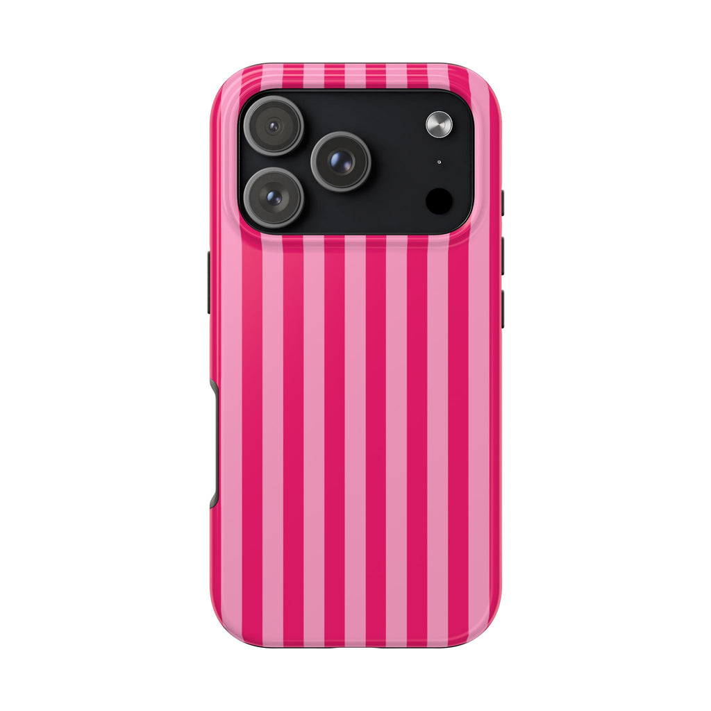 Pink Stripe Tough Phone Case — Durable Protective iPhone Cover