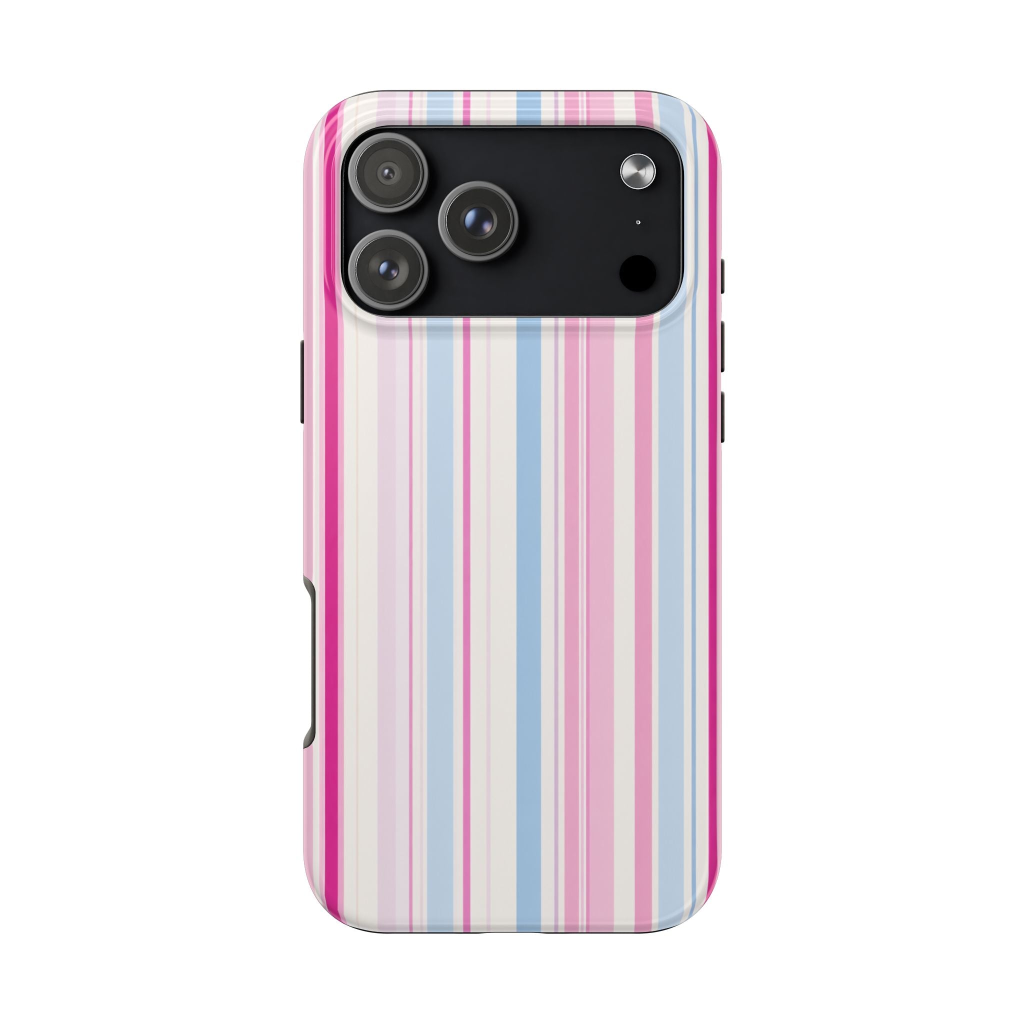 Pastel Striped Tough Phone Case — Pink & Blue Vertical Stripe Protective Cover