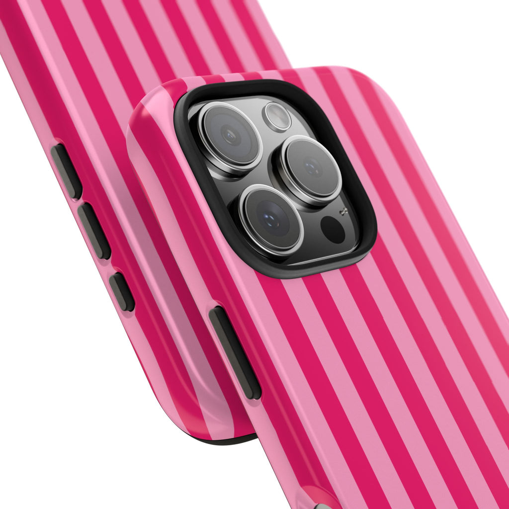 Pink Stripe Tough Phone Case — Durable Protective iPhone Cover