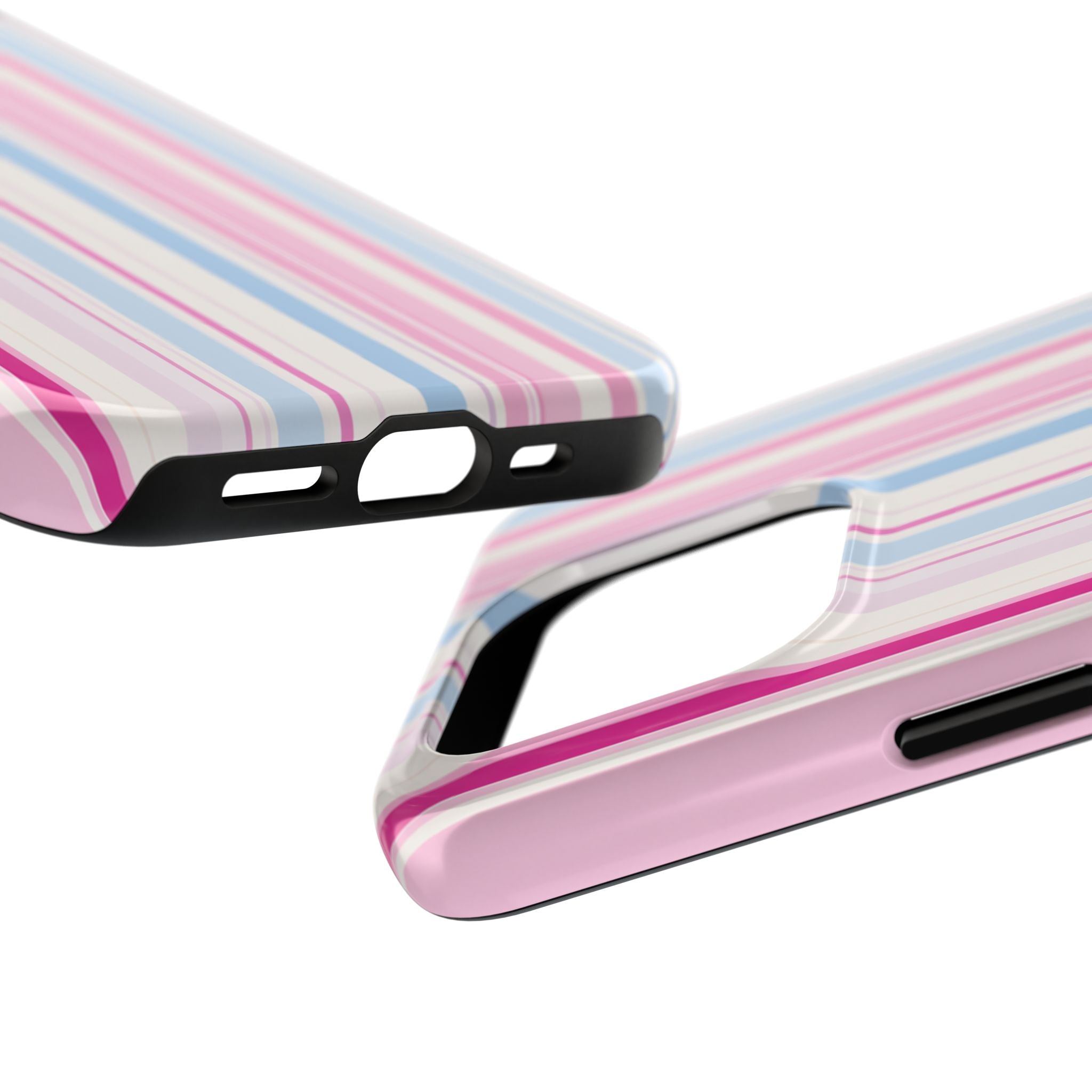 Pastel Striped Tough Phone Case — Pink & Blue Vertical Stripe Protective Cover