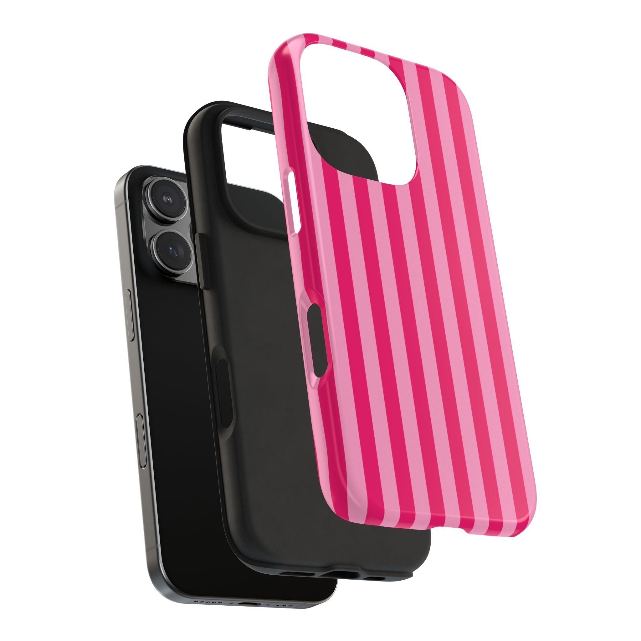 Pink Stripe Tough Phone Case — Durable Protective iPhone Cover