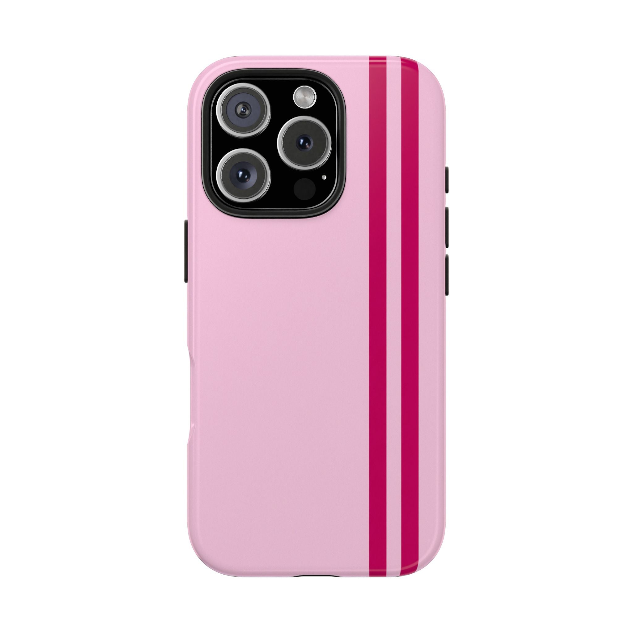 Pink Racing Stripe Tough Phone Case — Slim Protective iPhone Cover