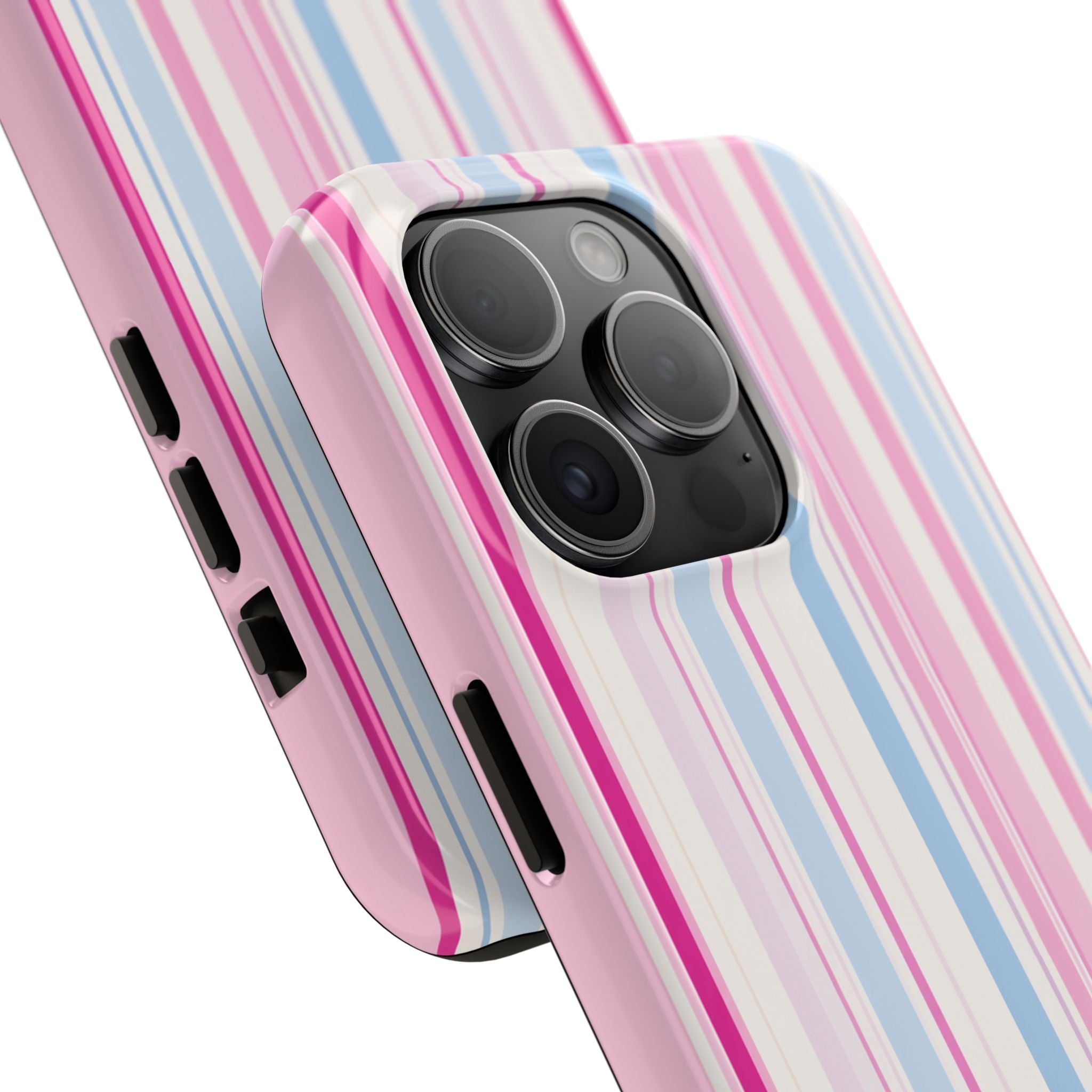 Pastel Striped Tough Phone Case — Pink & Blue Vertical Stripe Protective Cover