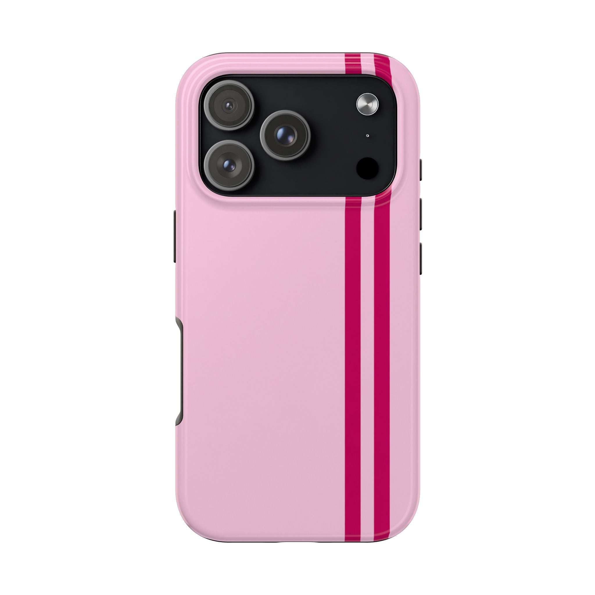 Pink Racing Stripe Tough Phone Case — Slim Protective iPhone Cover