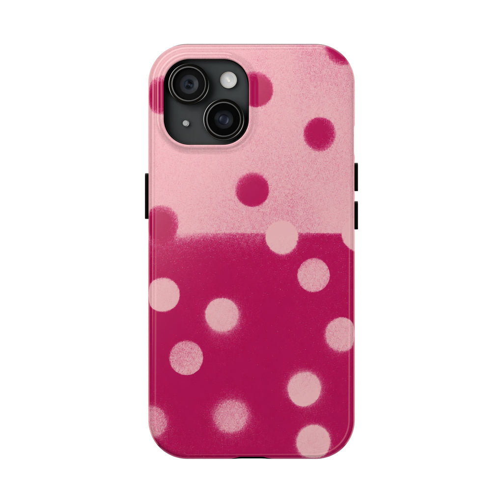 Pink Polka Dot Tough Phone Case — Retro Bubble Dot Protective Phone Cover