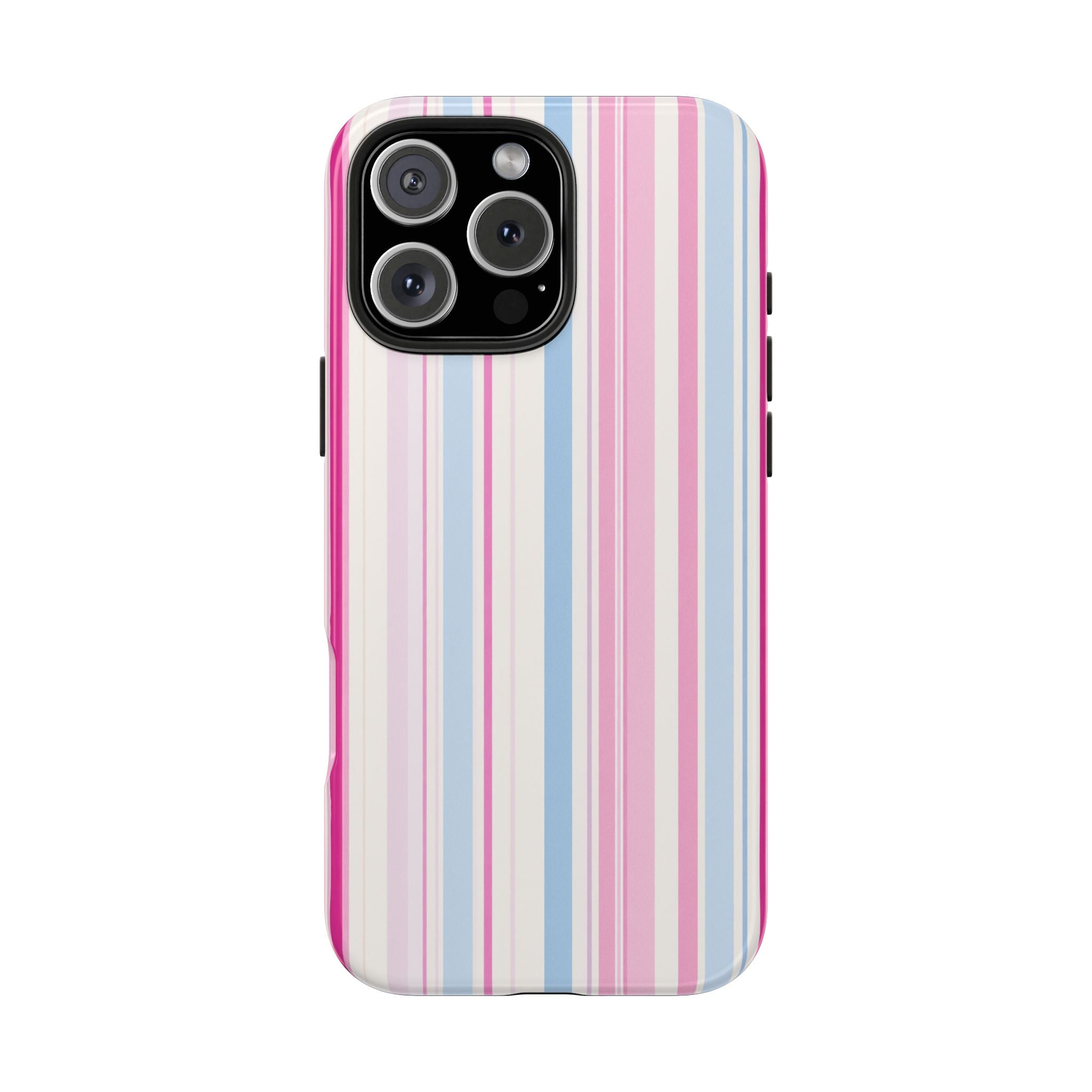 Pastel Striped Tough Phone Case — Pink & Blue Vertical Stripe Protective Cover