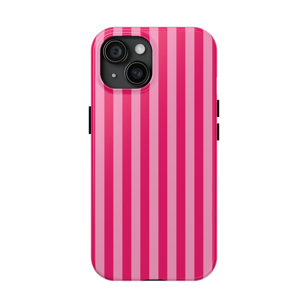 Pink Stripe Tough Phone Case — Durable Protective iPhone Cover