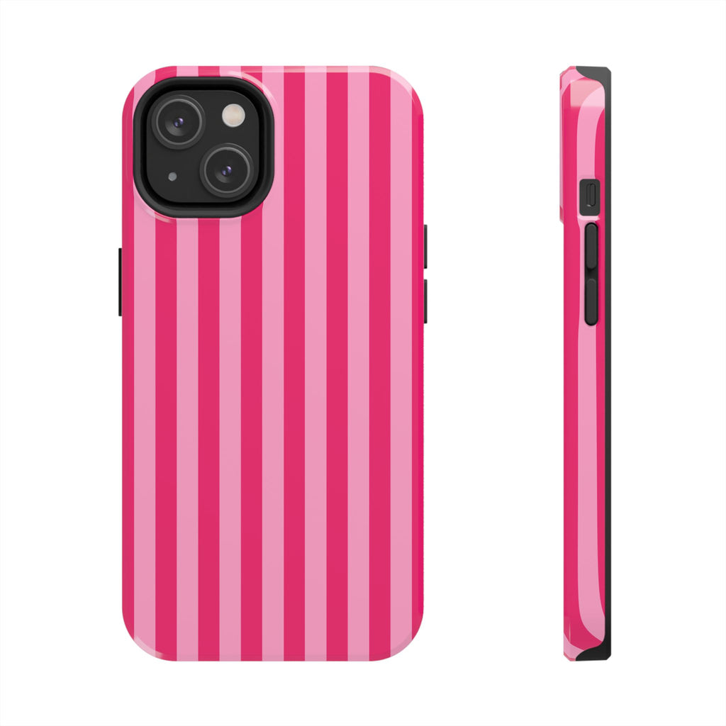 Pink Stripe Tough Phone Case — Durable Protective iPhone Cover